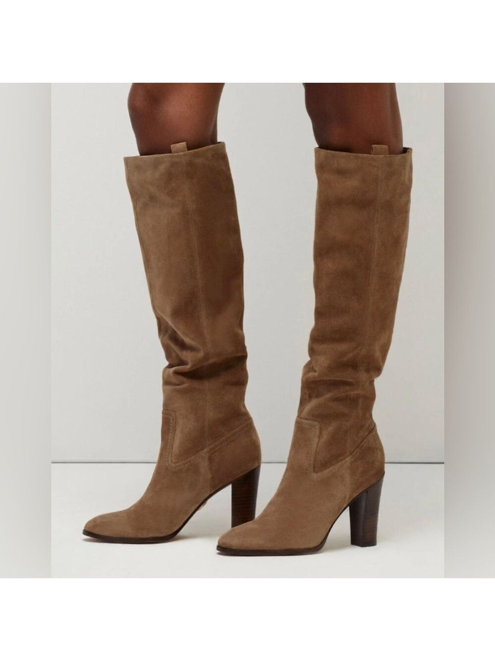 Veronica Beard Vesper Suede Knee High Boots in Mocha Brown - NWT